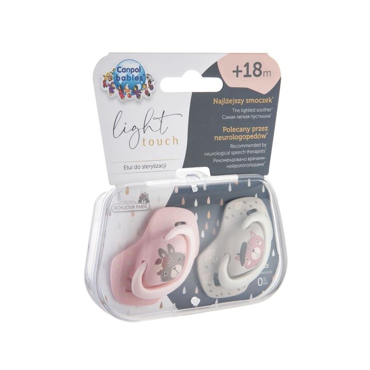 Canpol babies, Bonjour Paris, smoczek uspokajający, silikonowy, symetryczny, 18m+, 2 szt., różowy