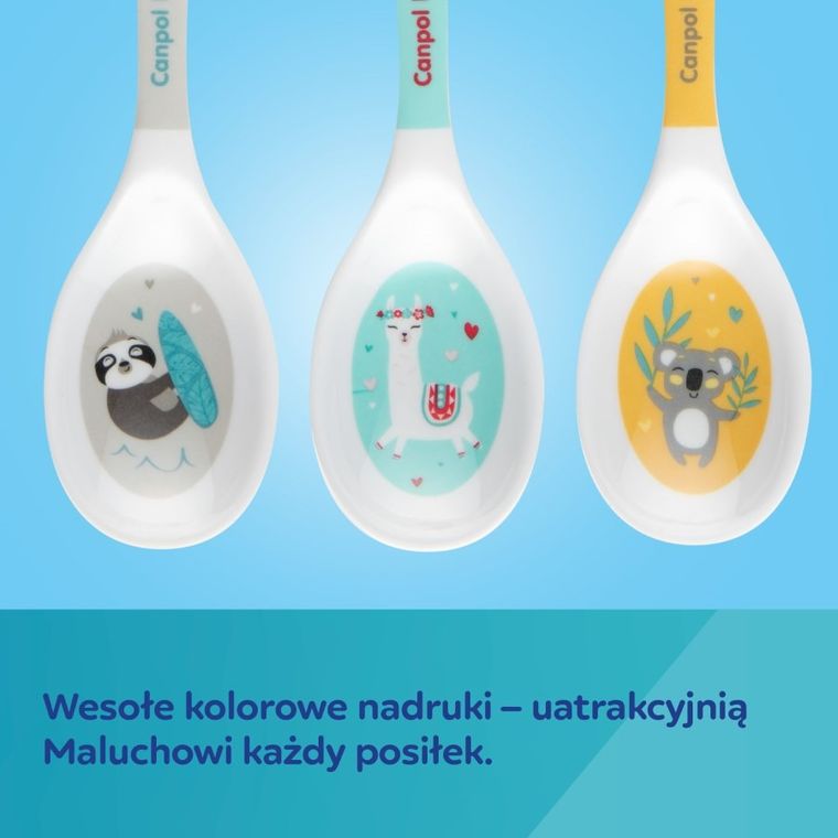 Canpol babies, Exotic Animals, Leniwiec, zestaw łyżek z melaminy, 2 szt.