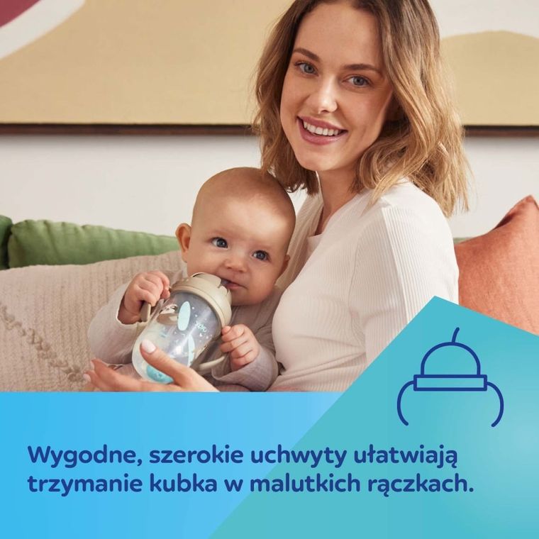Canpol babies, kubek z odważnikiem i słomką + zapasowa słomka, szary