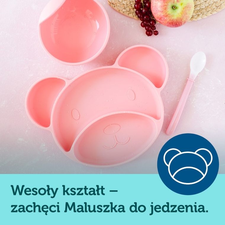 Canpol babies, Miś, talerzyk silikonowy z przyssawką, turkusowy
