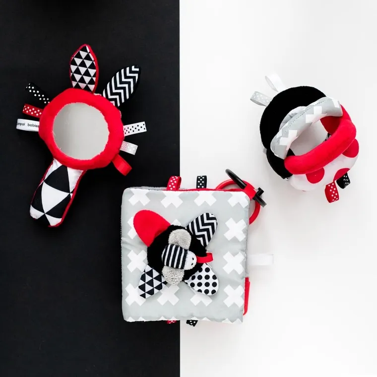 Canpol Babies, Sensory Toys, zabawka kontrastowa z piszczkiem i lusterkiem
