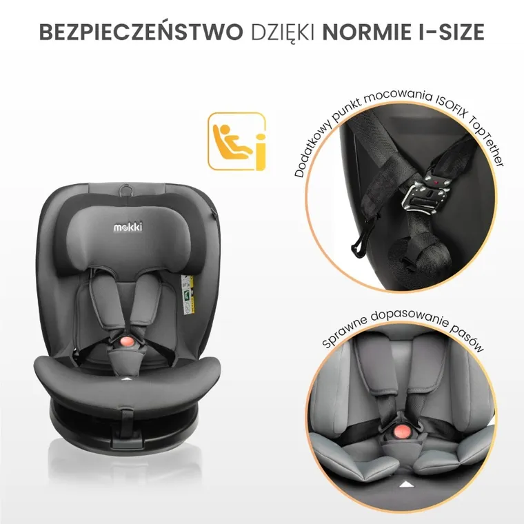 Caretero, Mokki I-Size, fotelik samochodowy, 40-150 cm, Grey