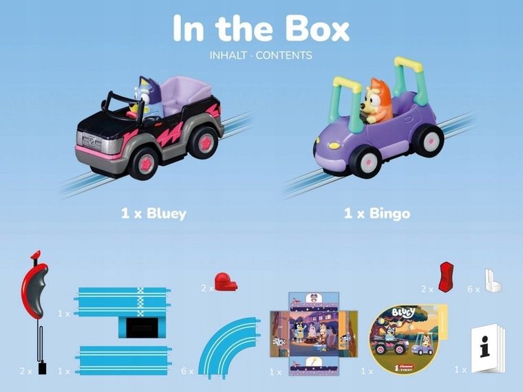 Carrera First, Bluey & Bingo Race, tor wyścigowy z pojazdami, 2,4m