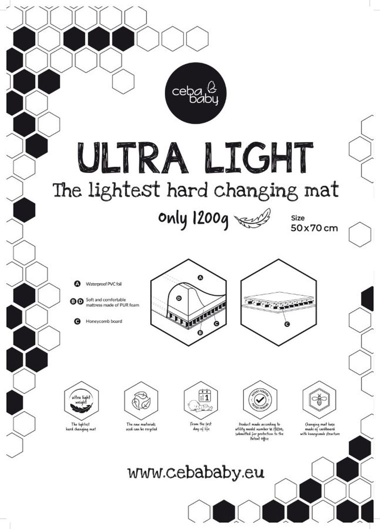 Ceba Baby, Ultra Light, Friends Forever, przewijak twardy, krótki, 50-70 cm