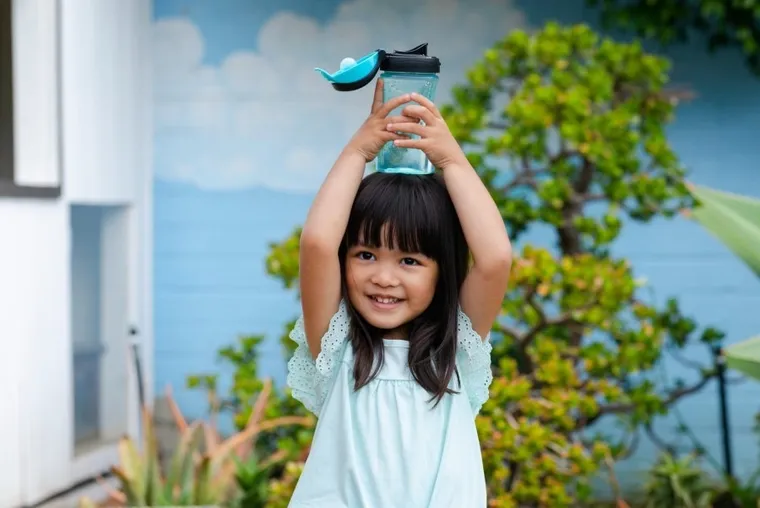 Chicco, bidon, niebieski, 350 ml, 2l+