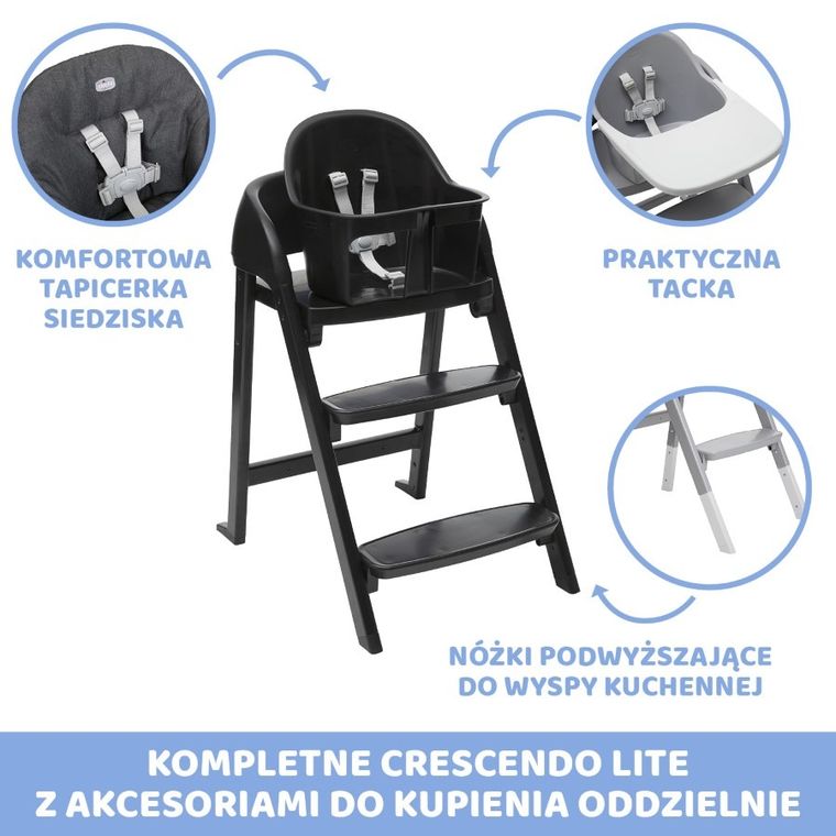 Chicco, Crescendo Lite, krzesełko do karmienia, Cairo Coal