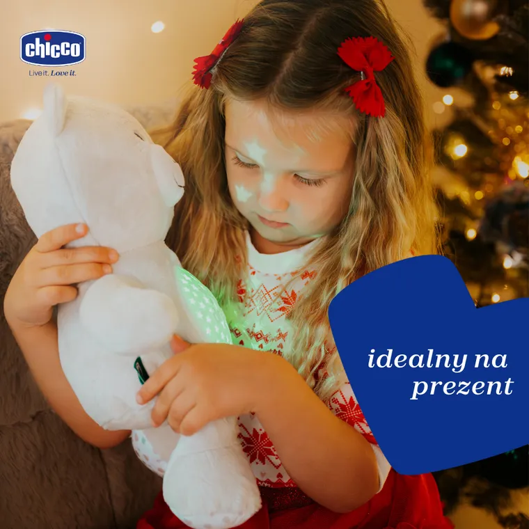 Chicco, First Dreams, Miś z Projektorem, maskotka, uspokajacz z dźwiękami, muzyka klasyczna, beżowy