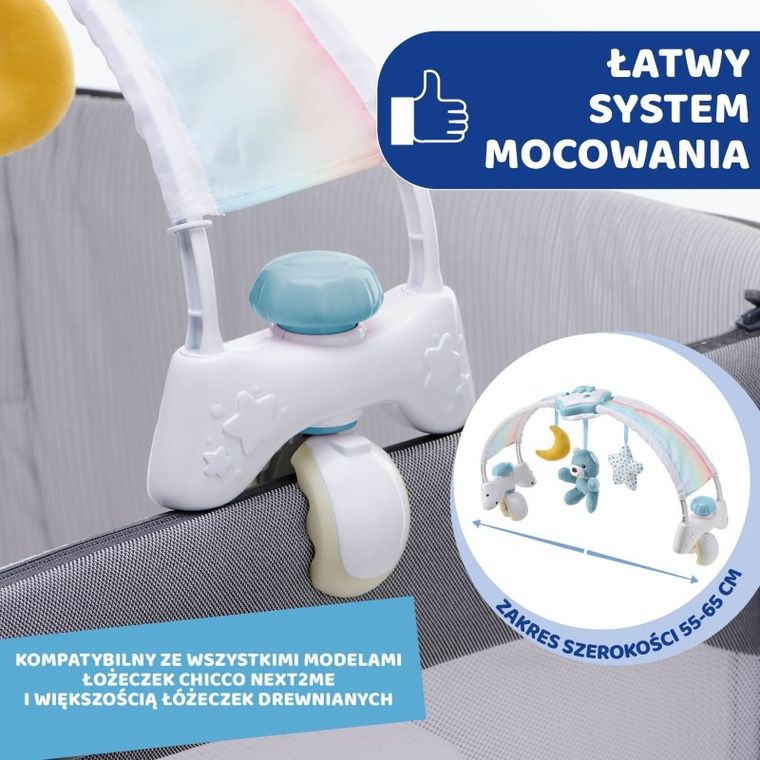 Chicco, First Dreams, Panel Rainbow Sky, nocna lampka z muzyką, uspokajacz, niebieski