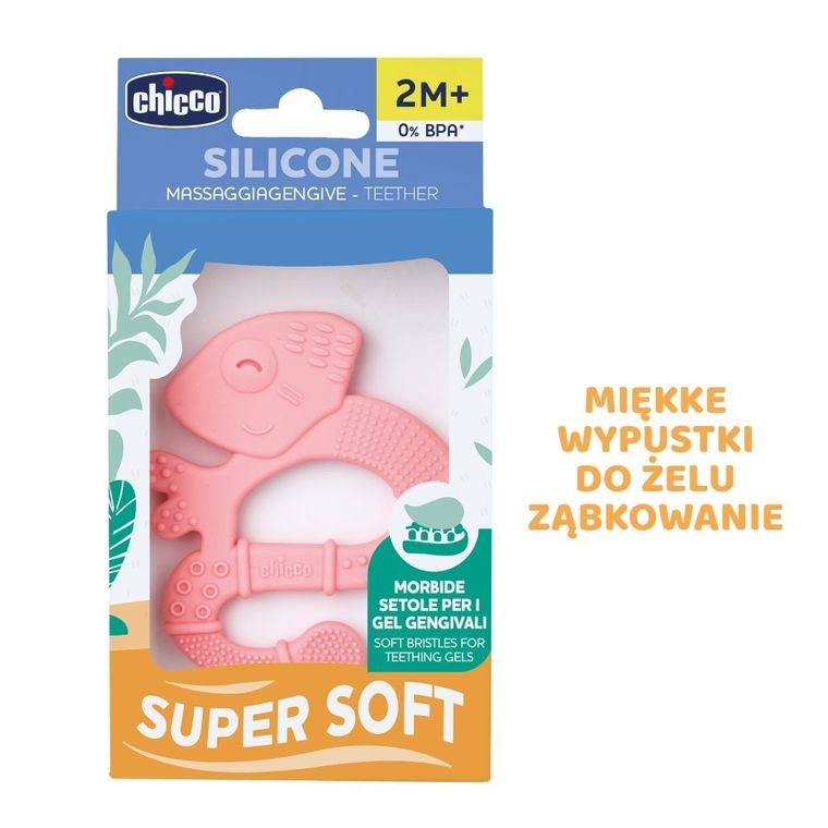 Chicco, Jaszczurka, gryzak miękki, różowa