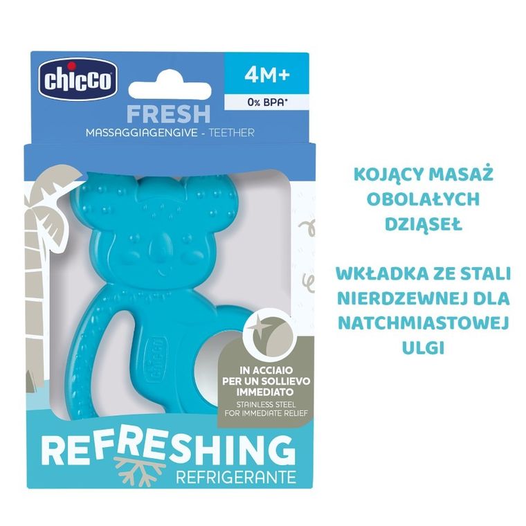 Chicco, Koala, gryzak ze stalą nierdzewną, niebieski