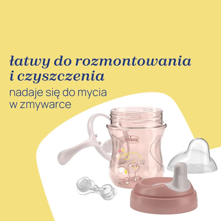 Chicco, kubek treningowy, niekapek z twardym ustnikiem, brzoskwiniowy, 6m+, 200 ml