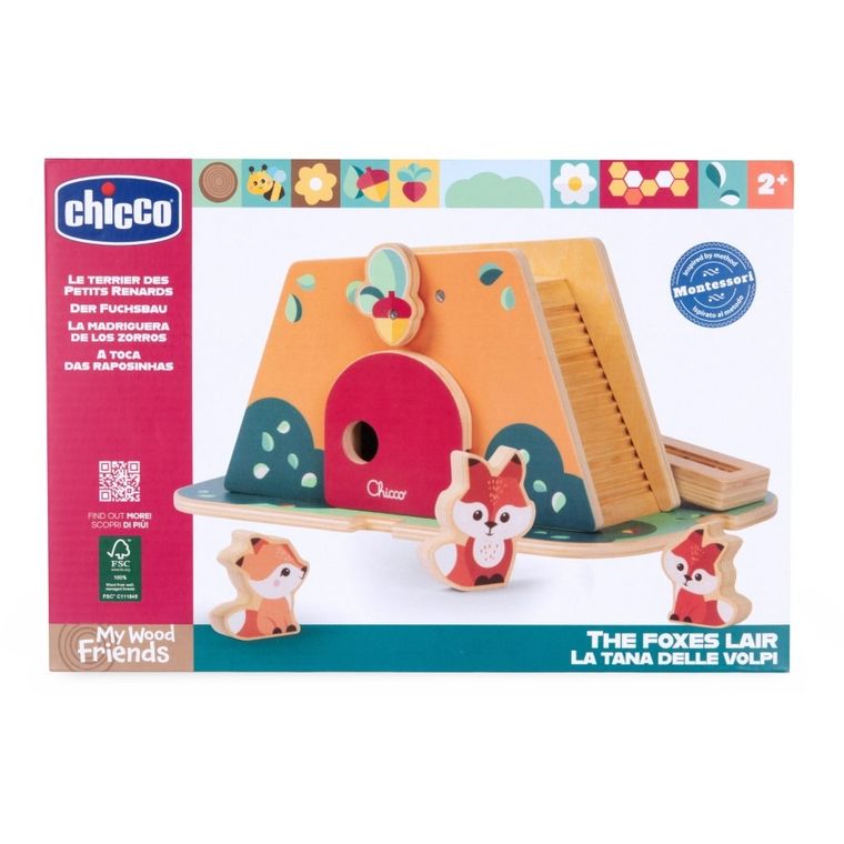 Chicco, My Wood Friends, Kryjówka lisów, zestaw figurek drewnianych