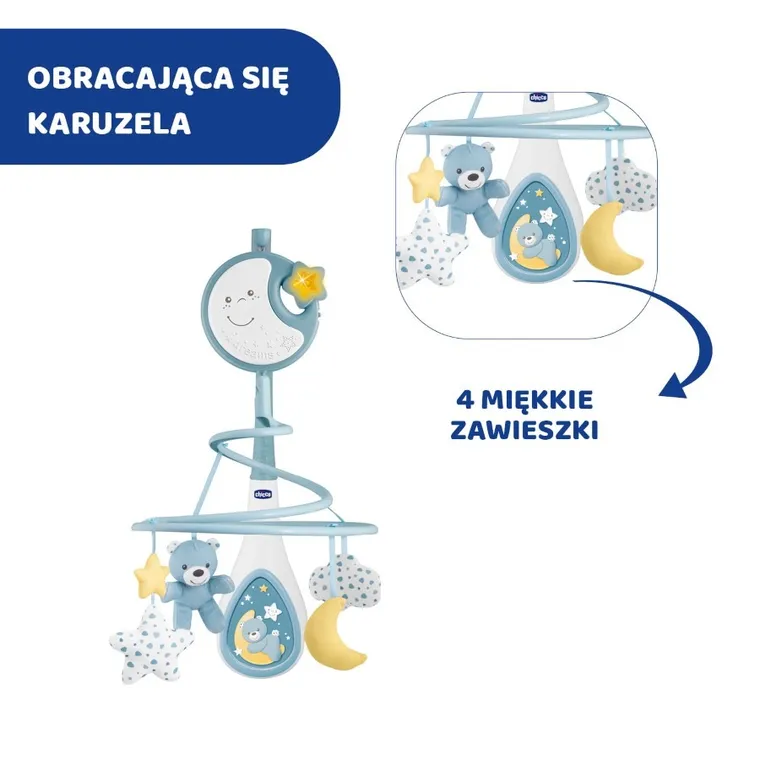 Chicco, Next2Dreams, karuzela 3w1, niebieska