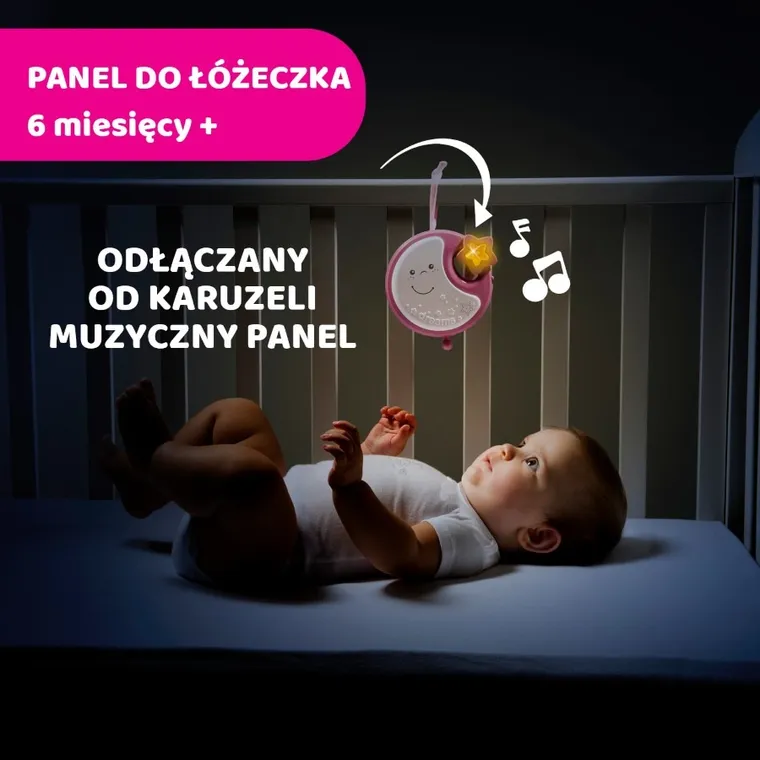 Chicco, Next2Dreams, karuzela 3w1, różowa