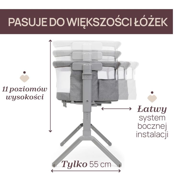 Chicco, Next2Me Armonia, łóżeczko dostawne, steel