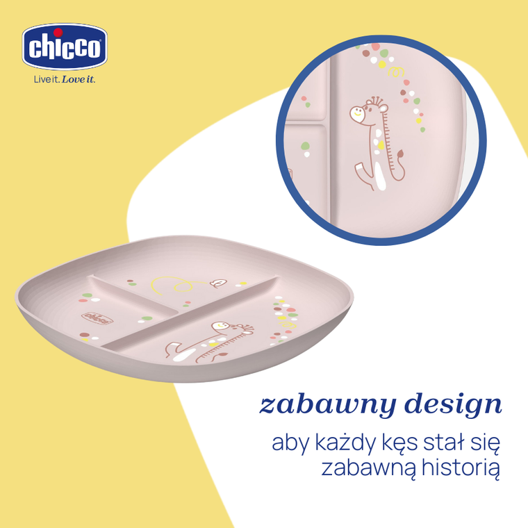Chicco, talerz 3-dzielny, beżowy, 12m+