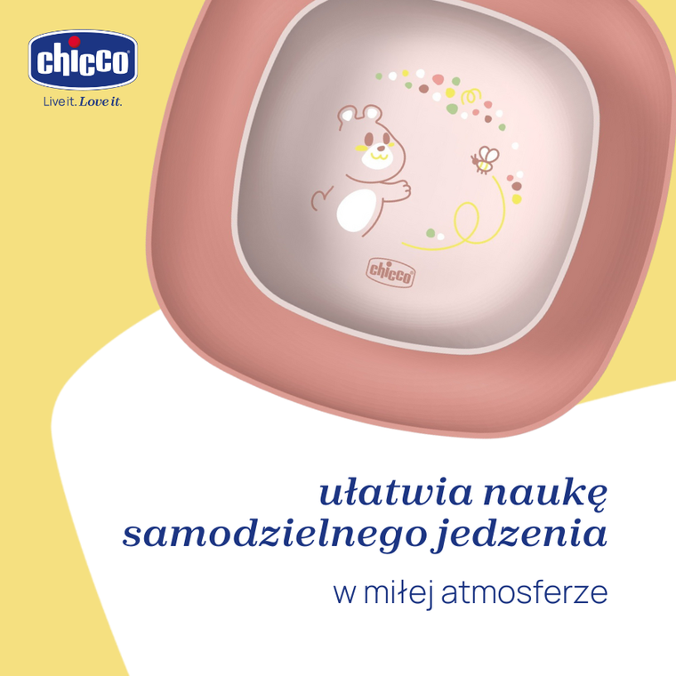 Chicco, zestaw 2 talerzy, brzoskwiniowy, 12m+