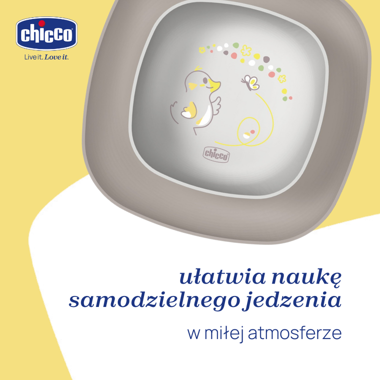 Chicco, zestaw 2 talerzy, szary, 12m+