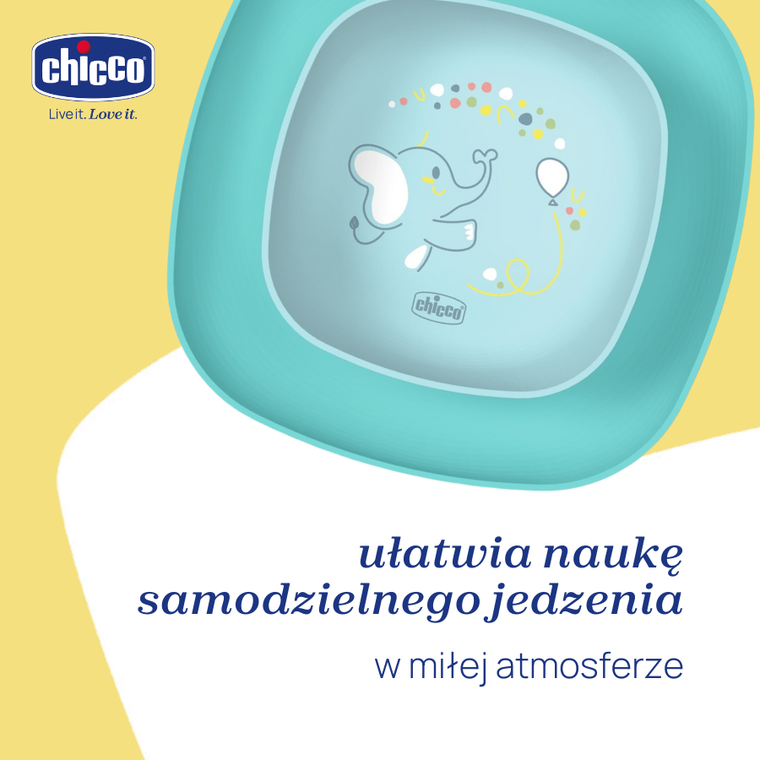 Chicco, zestaw 2 talerzy, turkusowy, 12m+
