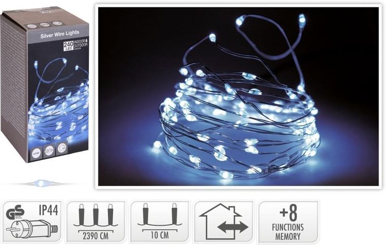 Christmas Decoration, lampki druciki, girlanda, zimny biały, 240 LED