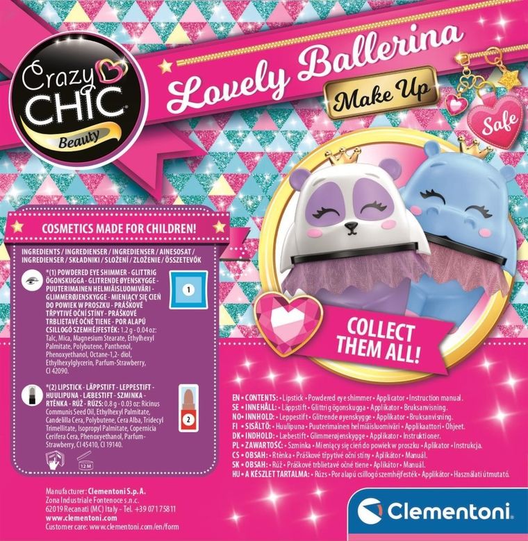 Clementoni, Crazy Chic, Hipcia - balerina, zestaw kosmetyków do makijażu