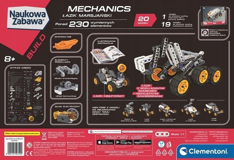 Clementoni, Naukowa Zabawa, Laboratorium Mechaniki, Łazik marsjański, zestaw konstrukcyjny