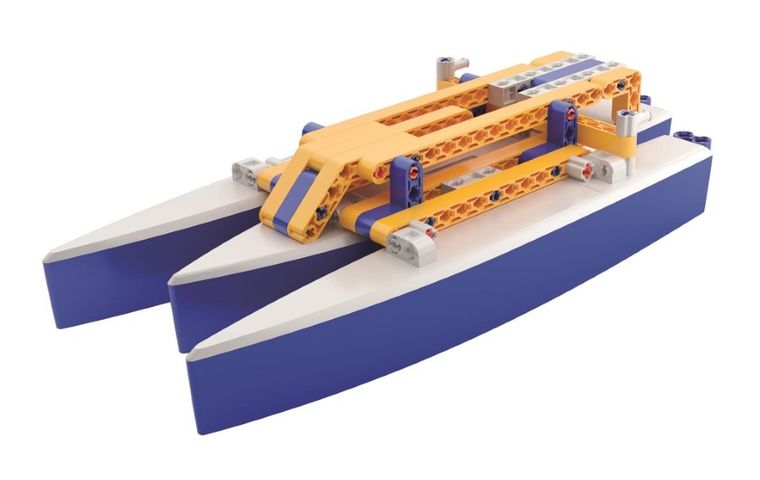 Clementoni, Naukowa Zabawa, Laboratorium Mechaniki, pływający trimaran, zestaw konstrukcyjny