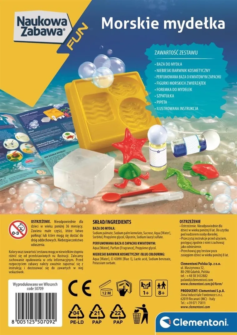 Clementoni, Naukowa zabawa, Morskie mydełka, zestaw kreatywny