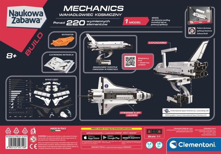 Clementoni, Naukowa Zabawa, NASA, Laboratorium mechaniki, Prom kosmiczny, zestaw konstrukcyjny