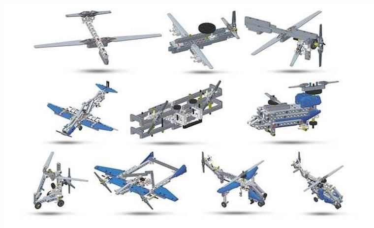 Clementoni, Naukowa Zabawa, Technologic, Laboratorium Mechaniki, Samoloty i helikoptery, zestaw edukacyjny, 200 elementów