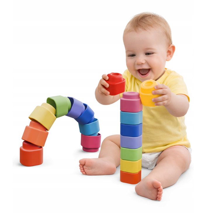 Clementoni, Soft Clemmy, Magiczna Tęcza, miękkie klocki, 9 elementów