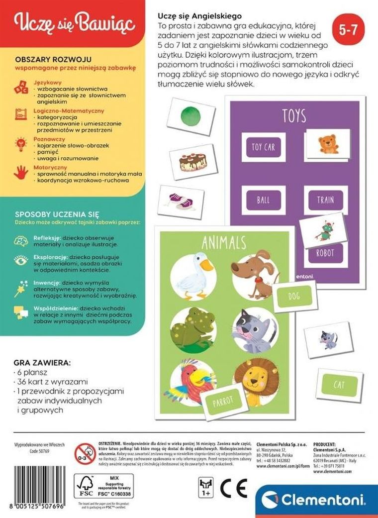 Clementoni, Uczę się bawiąc, Uczę się angielskiego, gra edukacyjna