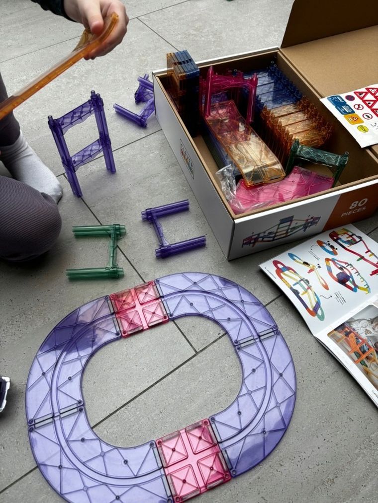 Cleverclixx, Large Race Track Pastel, klocki magnetyczne, 80 elementów