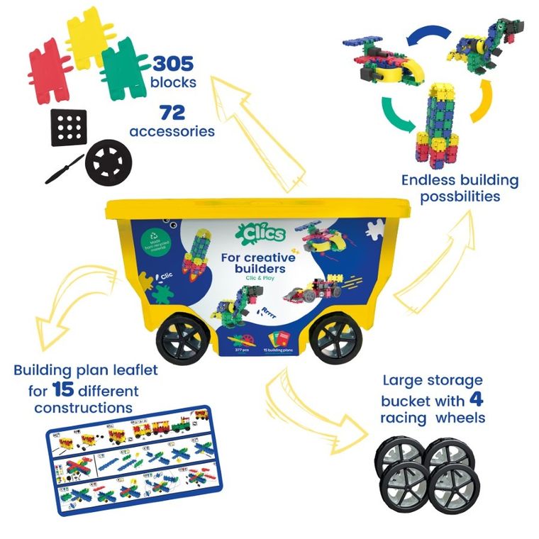 Clics, Rollerbox, klocki konstrukcyjne, 276 elementów