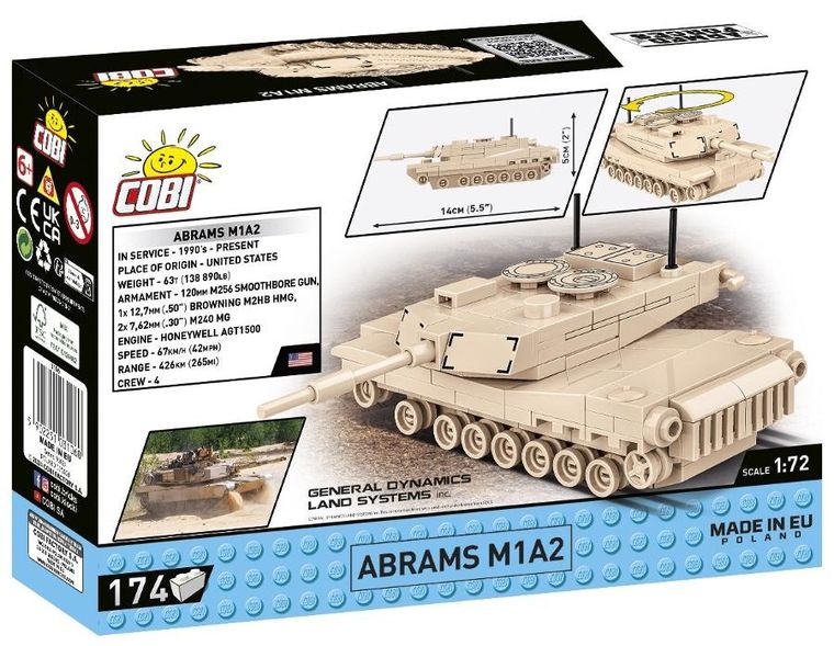 Cobi, Armed Forces, Abrams M1A2, klocki, 1:72, 174 elementy