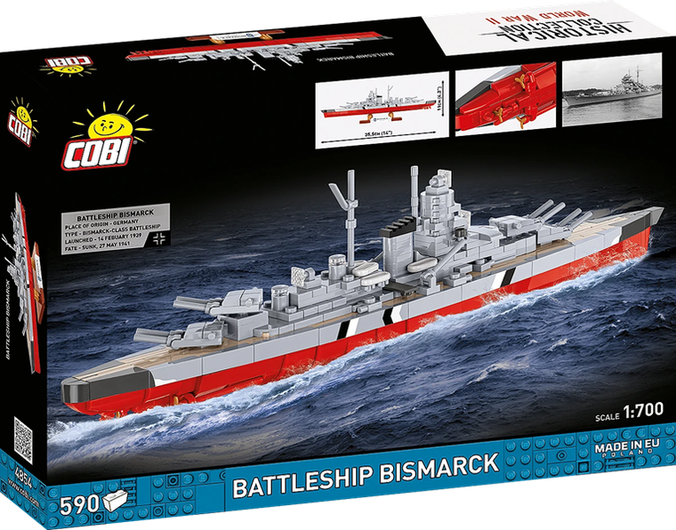 Cobi, Historical Collection, WWII, Battleship Bismarck, klocki, 1:700, 590 elementów