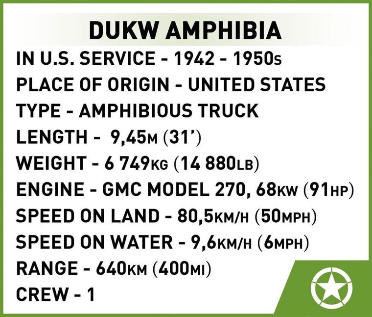 Cobi, Historical Collection WWII, DUKW Amphibia, 1:35, klocki, 508 elementów