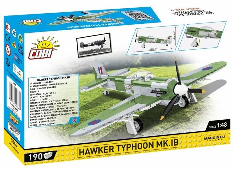 Cobi, Historical Collection, WWII, Hawker Typhoon Mk.1B, 1:48, klocki, 190 elementów