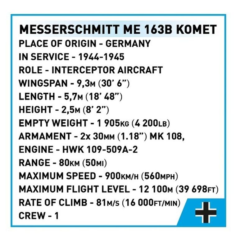 Cobi, Historical Collection, WWII, Messerschmitt Me 163B Komet, klocki, 1:32, 543 elementy