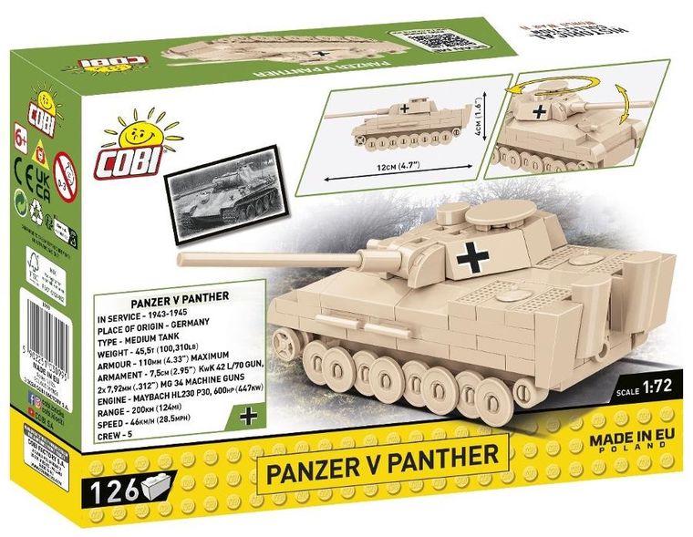 Cobi, Historical Collection WWII, Panzer V Panthe, klocki, 1:72, 126 elementów