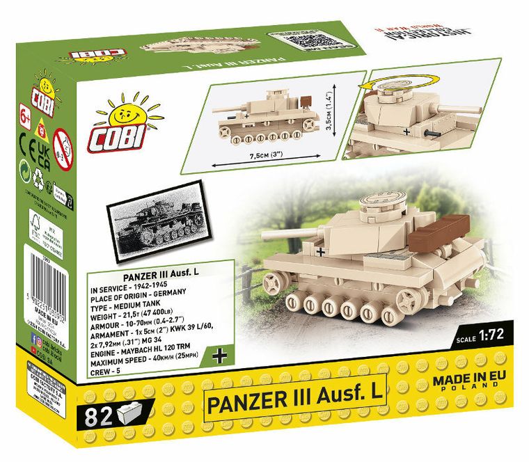 Cobi, Historical Collection WWII, Pazner III Ausf. L, klocki, 1:72, 82 elementy
