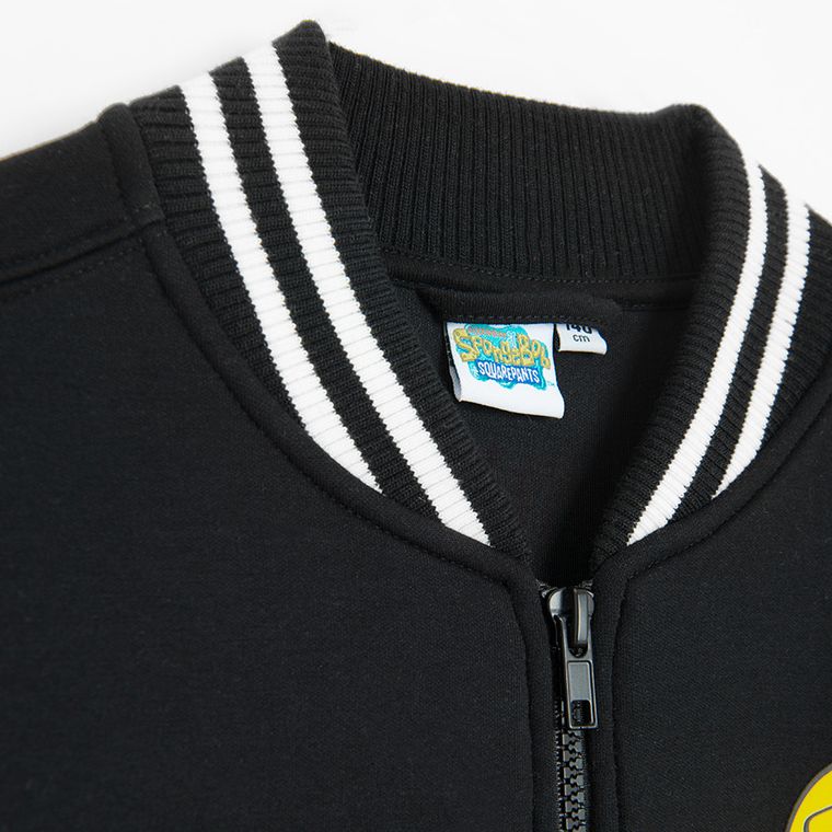 Cool Club, Bluza bejsbolówka chłopięca, rozpinana, czarna, SpongeBob