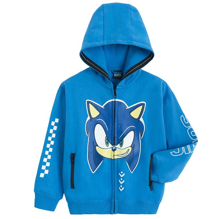 Cool Club, Bluza chłopięca z kapturem, rozpinana, niebieska, Sonic the Hedgehog