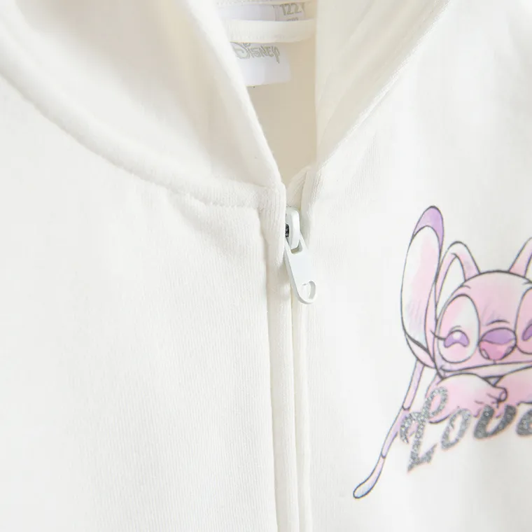 Cool Club, Bluza dziewczęca z kapturem, rozpinana, crop top, biała, Lilo i Stitch