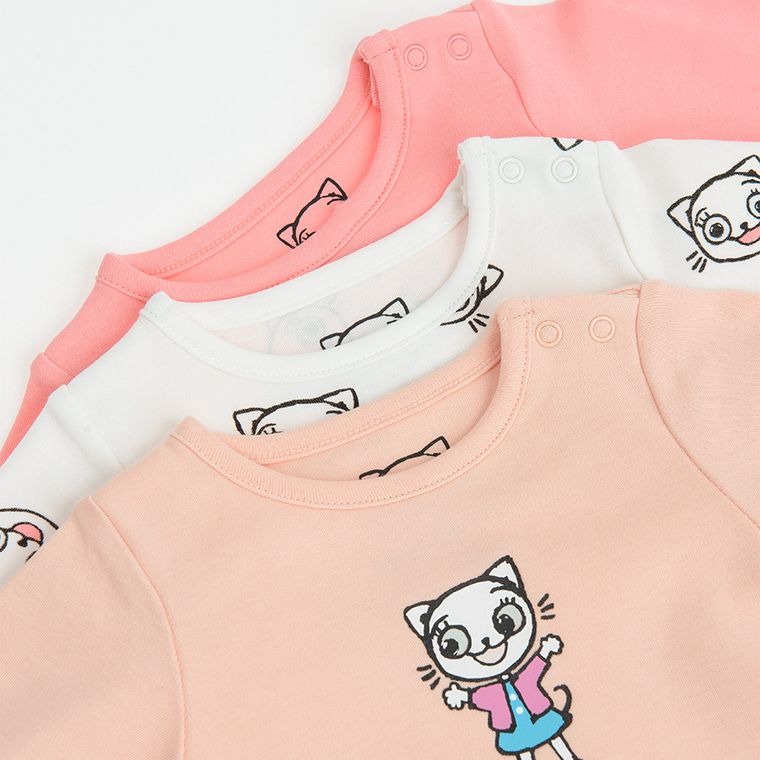 Cool Club, Body dziewczęce z długim rękawem, mix, Kicia Kocia, zestaw, 3 szt.