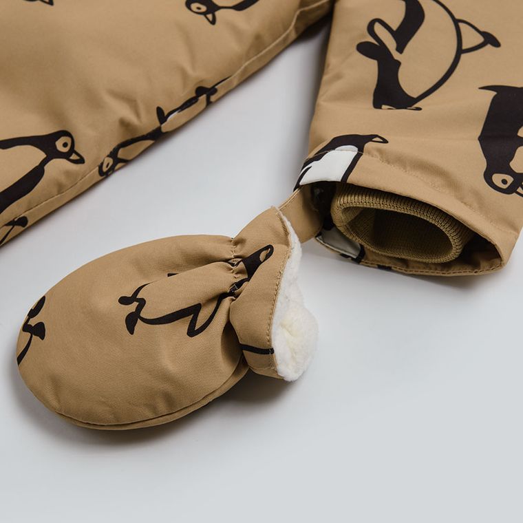 Cool Club, Kombinezon dziecięcy z kapturem, jasnobrązowy, wypełnienie PrimaLoft