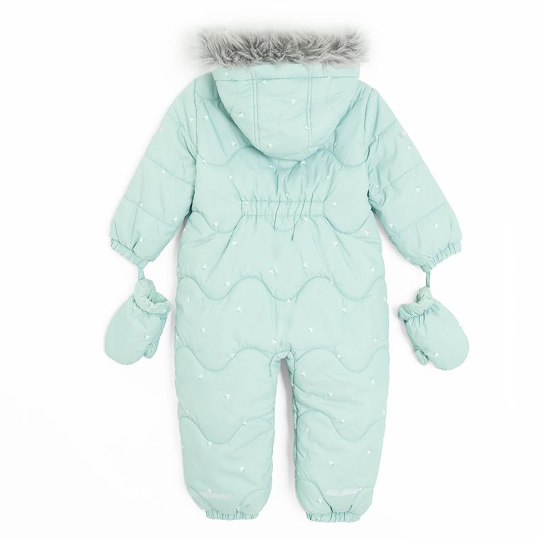 Cool Club, Kombinezon dziewczęcy z kapturem, ocieplany, miętowy