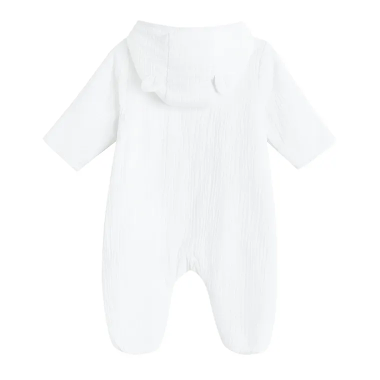 Cool Club, Kombinezon przejściowy niemowlęcy z kapturem, muślinowy, biały