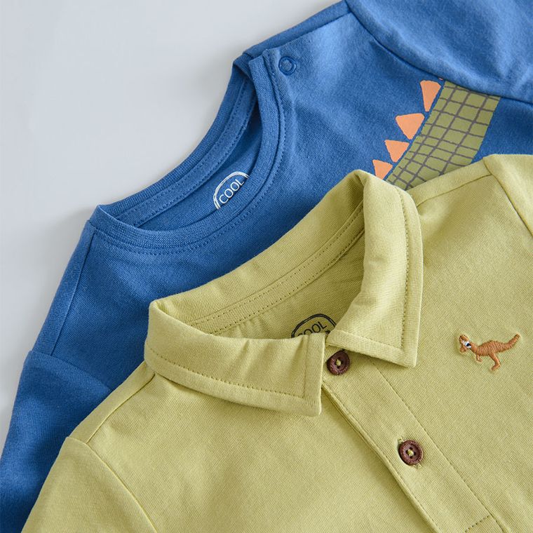 Cool Club, Komplet chłopięcy, Koszulka polo z krótkim rękawem, T-shirt, niebiesko-zielony