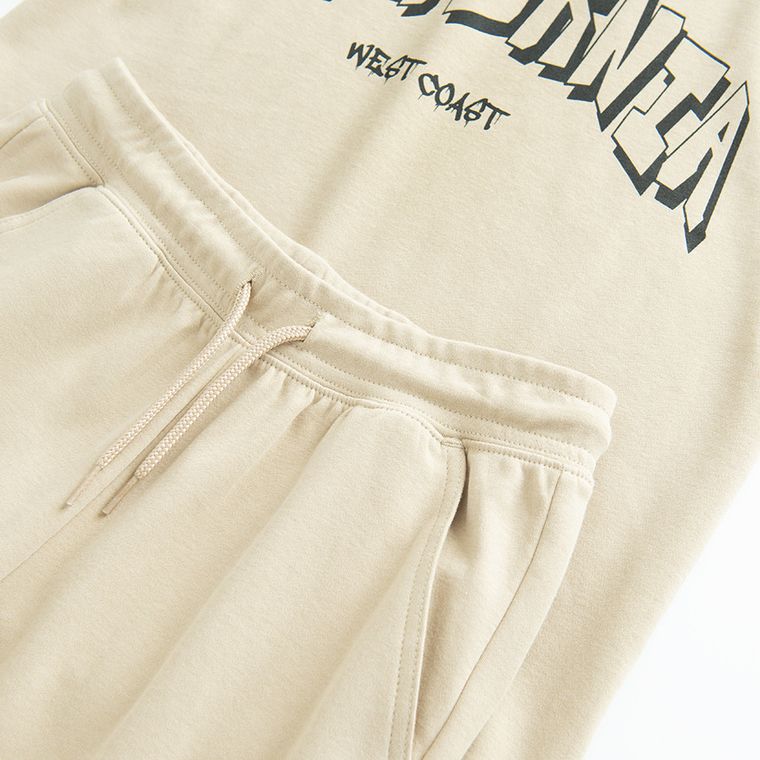 Cool Club, Komplet chłopięcy, T-shirt, Szorty, beżowy